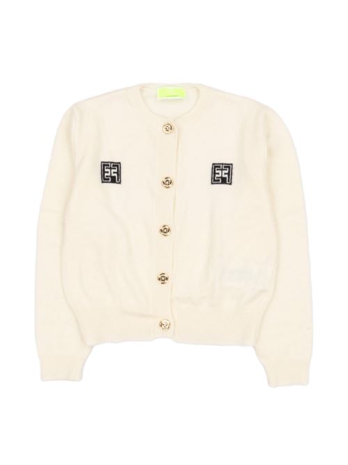 CARDIGAN CON DOPPIO INTARSIO LOGO BURRO ELISABETTA FRANCHI La Mia Bambina | EFMA110 C FL230/0033